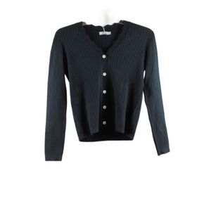 Xuba Black Women's Cardigan Knit Sweater Front Button Large BIN030